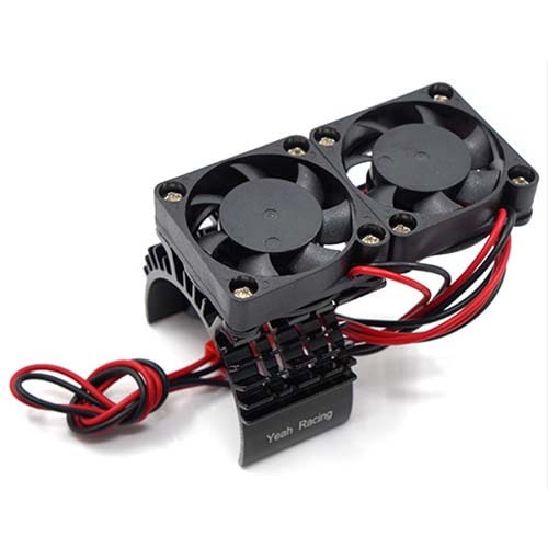 [#YA-0408BK] Aluminum 540 Motor Heat Sink w/ Cooling Twin Fans Black