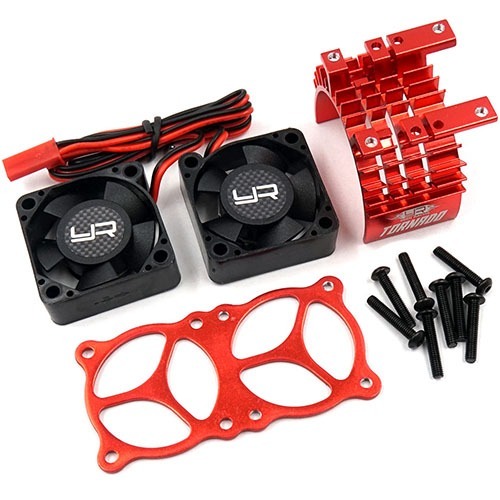 [#YA-0643RD] Aluminium 540 550 Motor Heat Sink w/ Twin Tornado High Speed Fan (Red) 업그레이드 쿨링팬