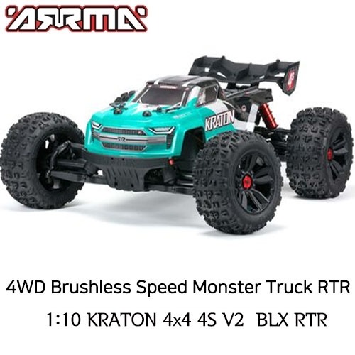 최신형 ARRMA 1:10 KRATON 4x4 4S V2 BLX RTR MT Teal/Black