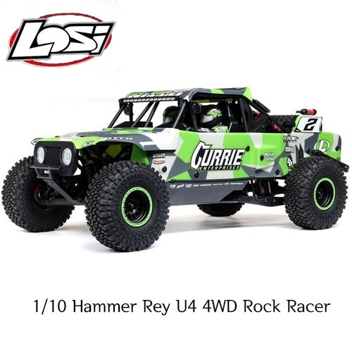 [해머레이] LOS03030T2 1/10 Hammer Rey U4 4WD Rock Racer Brushless RTR with Smart and AVC, Green
