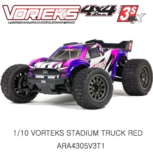 (3셀지원 브러시리스버전)ARA4305V3T2 ARRMA 1/10 VORTEKS 4X4 3S BLX Stadium Truck RTR, Purple