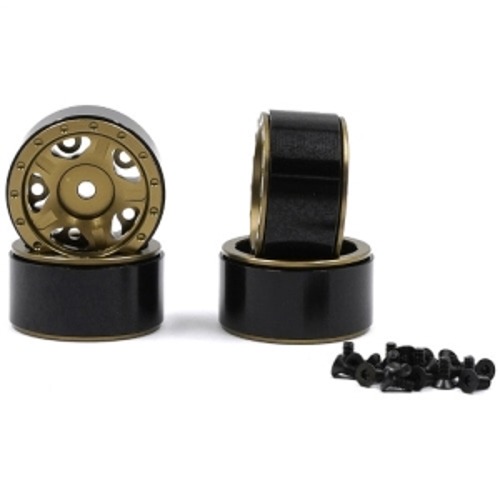 [#WL-0143GM] [4개] Aluminum 1.0&quot; CNC 5 Spoke Beadlock Rim w/7MM Hex for Axial SCX24 Gold Titanium