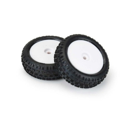 PRO829813  1/18 Wedge Front Carpet Mini-B Tires Mounted 8mm White Wheels (2) (#8298-13)