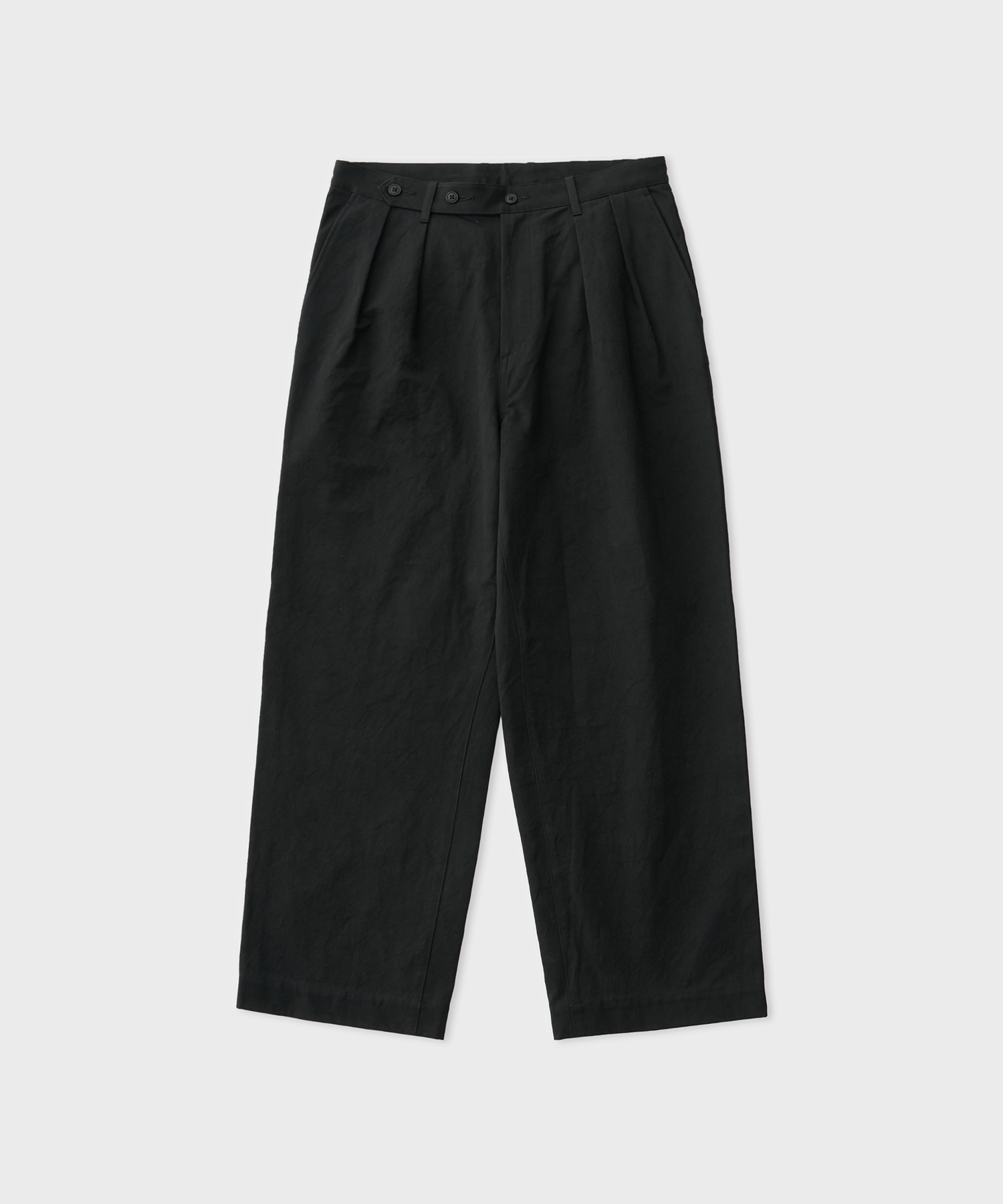 Washed Bizen Gabardine Tucked Pants (Black)