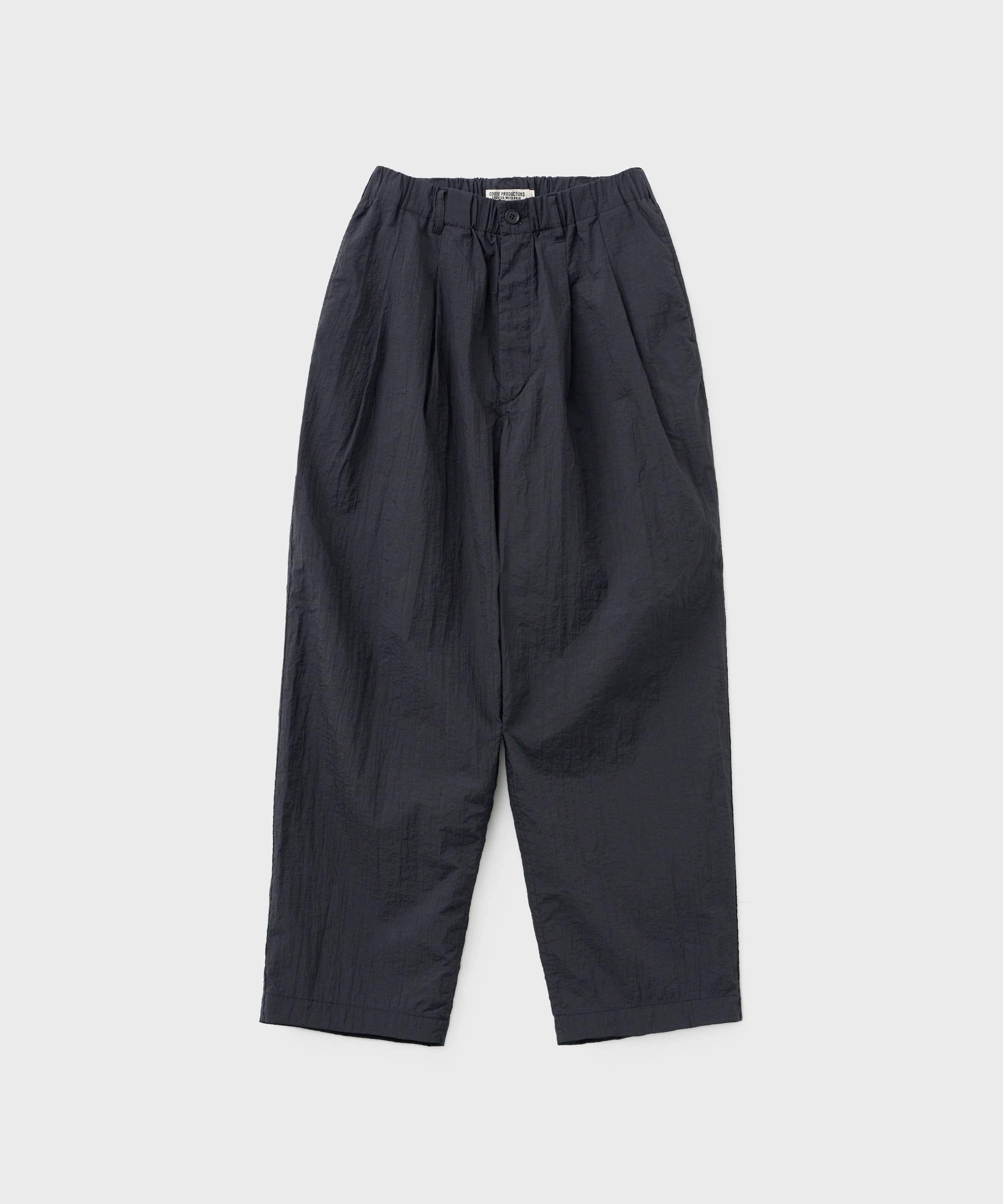 Shrink Nylon 2 Tuck Easy Pants (Black)