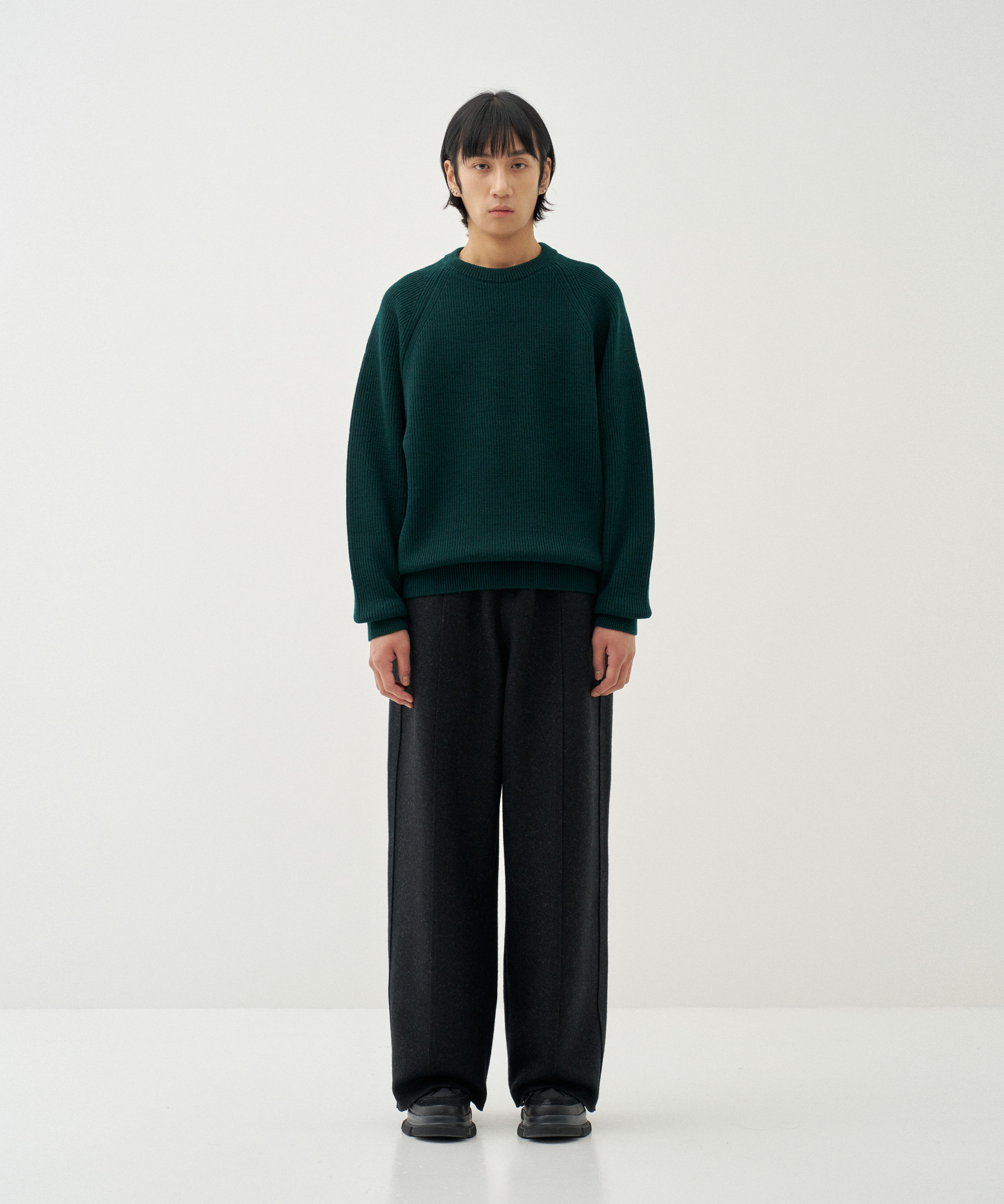 Wool Low Gauge Crew Neck (Green)