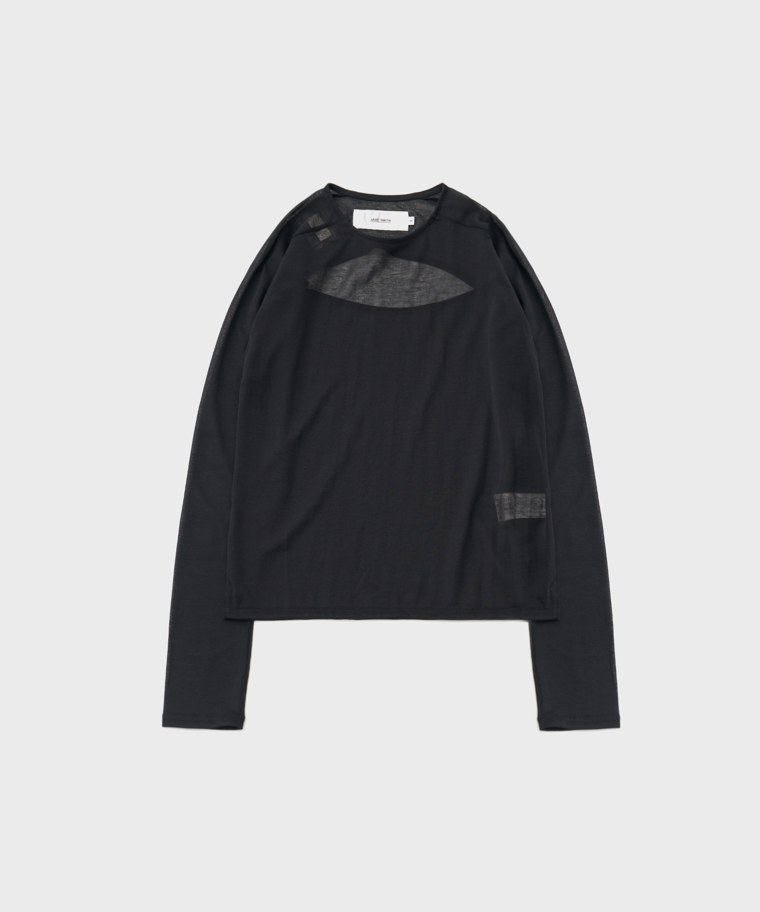 Sheer Back Open Pullover (Black)