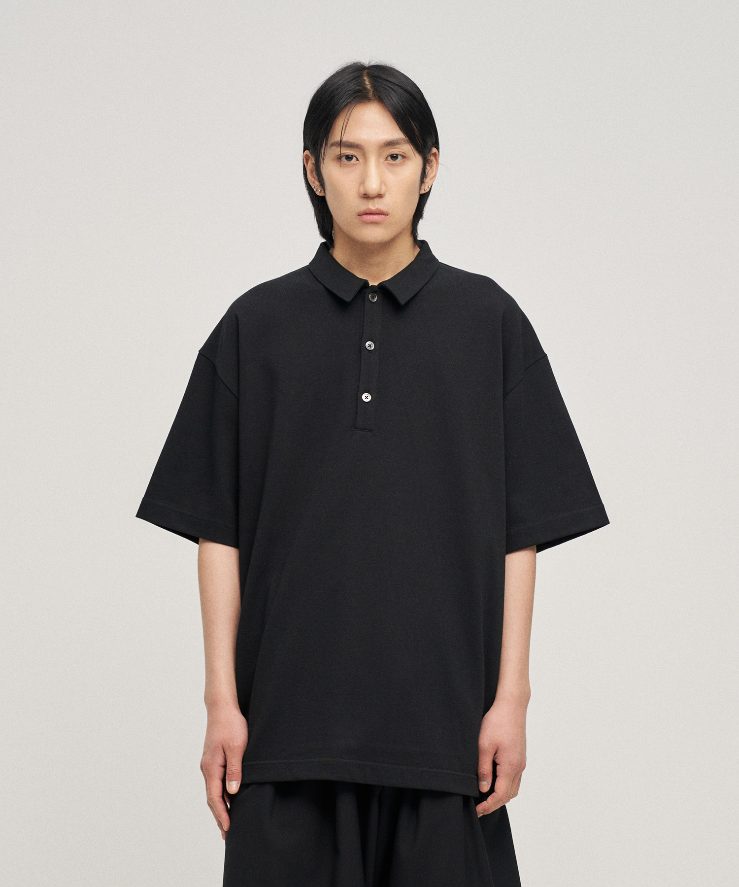 Recycled Suvin High-Twist Yarn Poloshirt (Black)