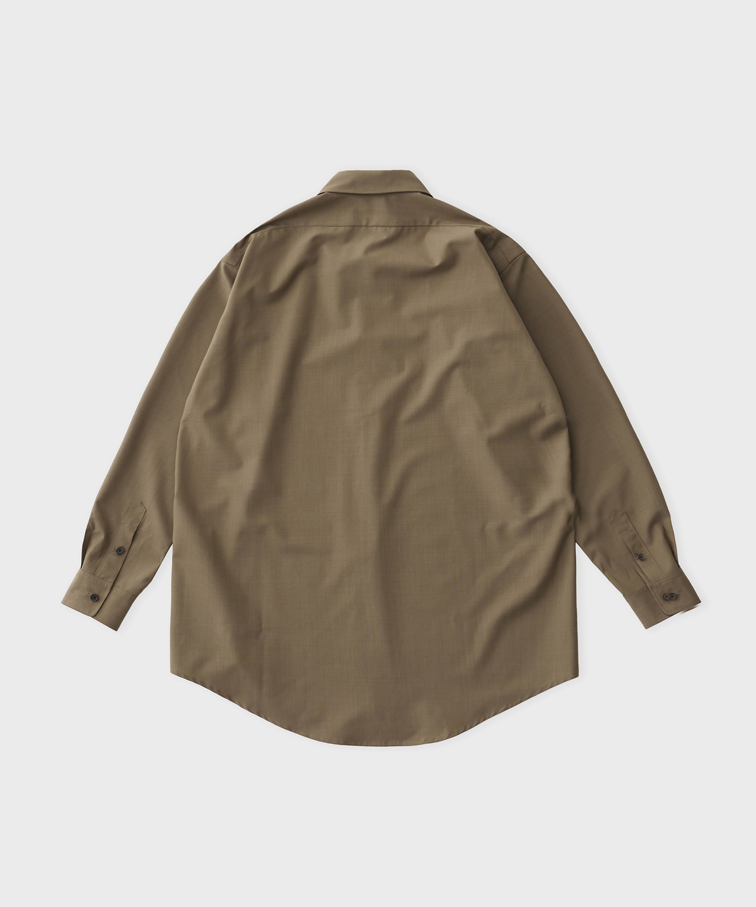 Regualr Collar Shirt Wool Polyester Typewriter (Grayish Khaki)