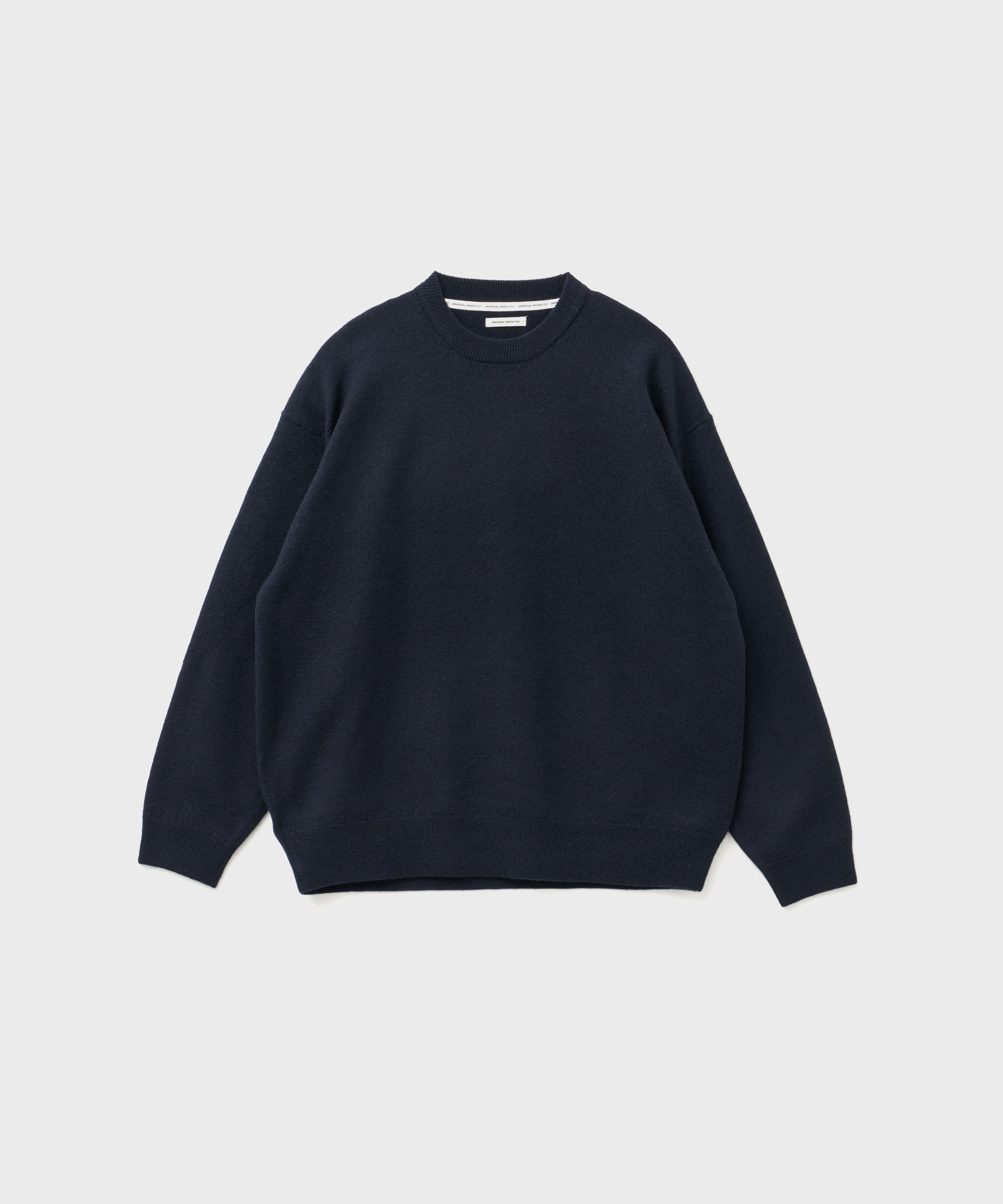 Felted Merino Wool Crew Neck Sweater (Navy)