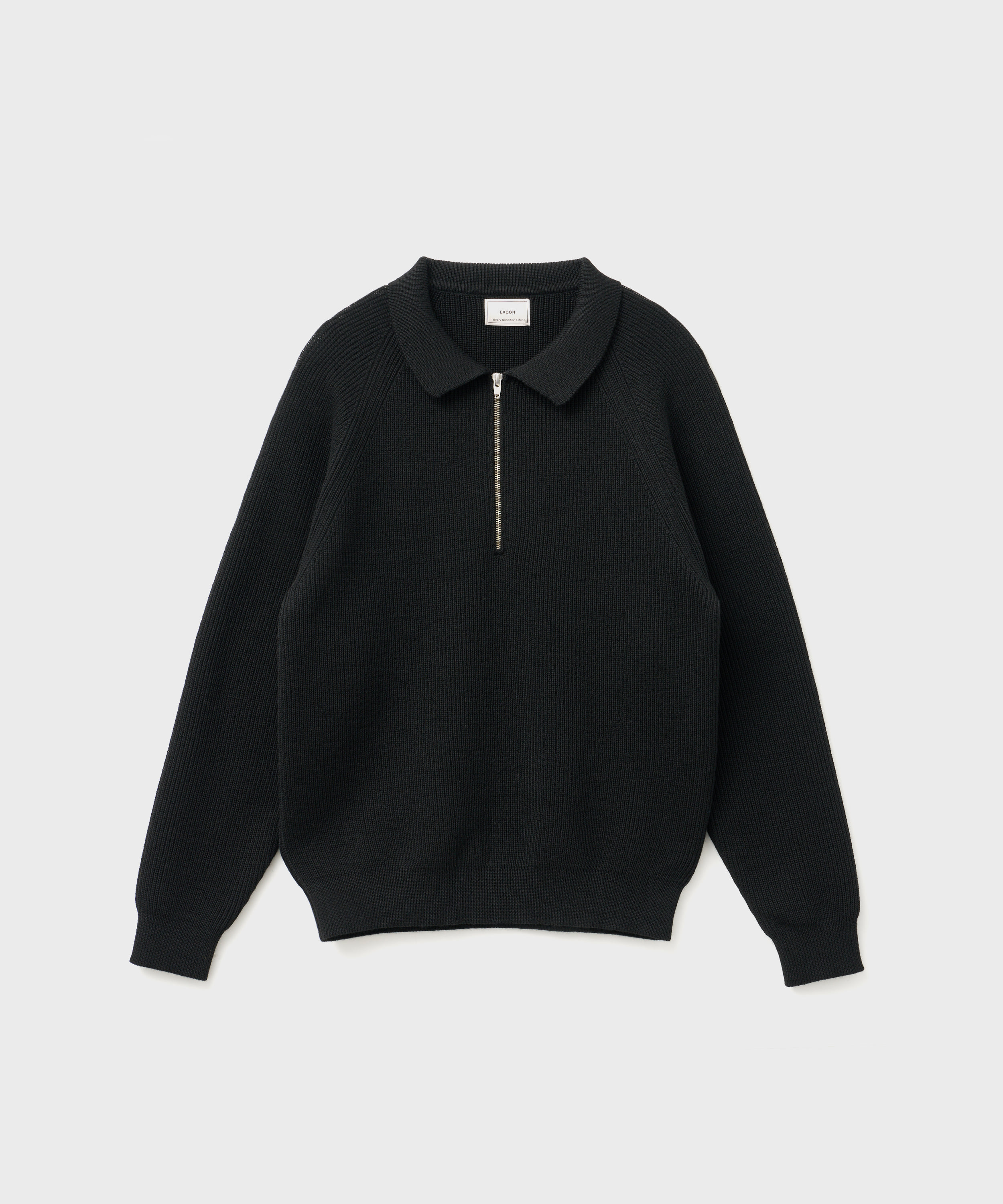 Wool Low Gauge Half Zip (Black)