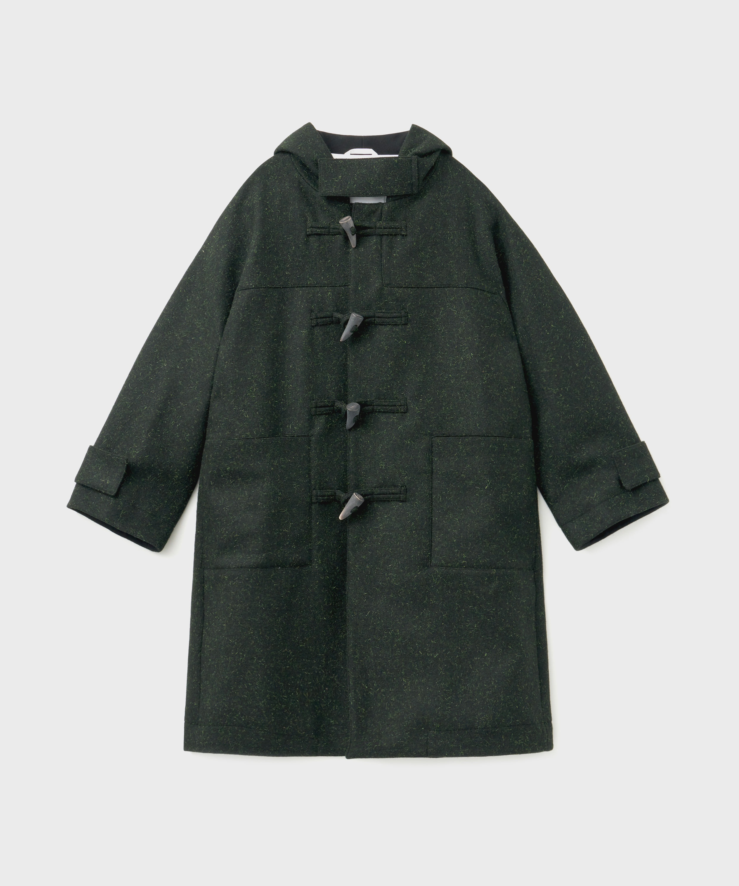 (w) Yoke Sleeve Overcoat With Hood (Forest Green)
