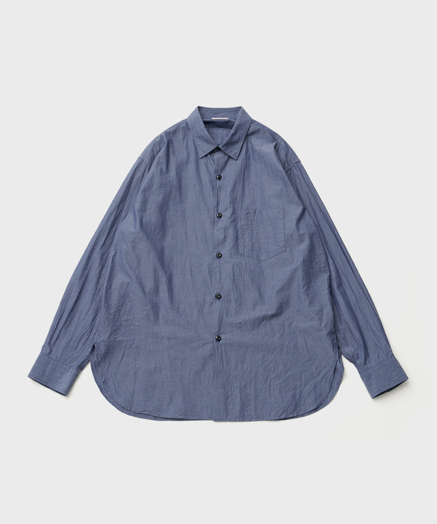 Washed Chambray Poplin Shirt (Blue)