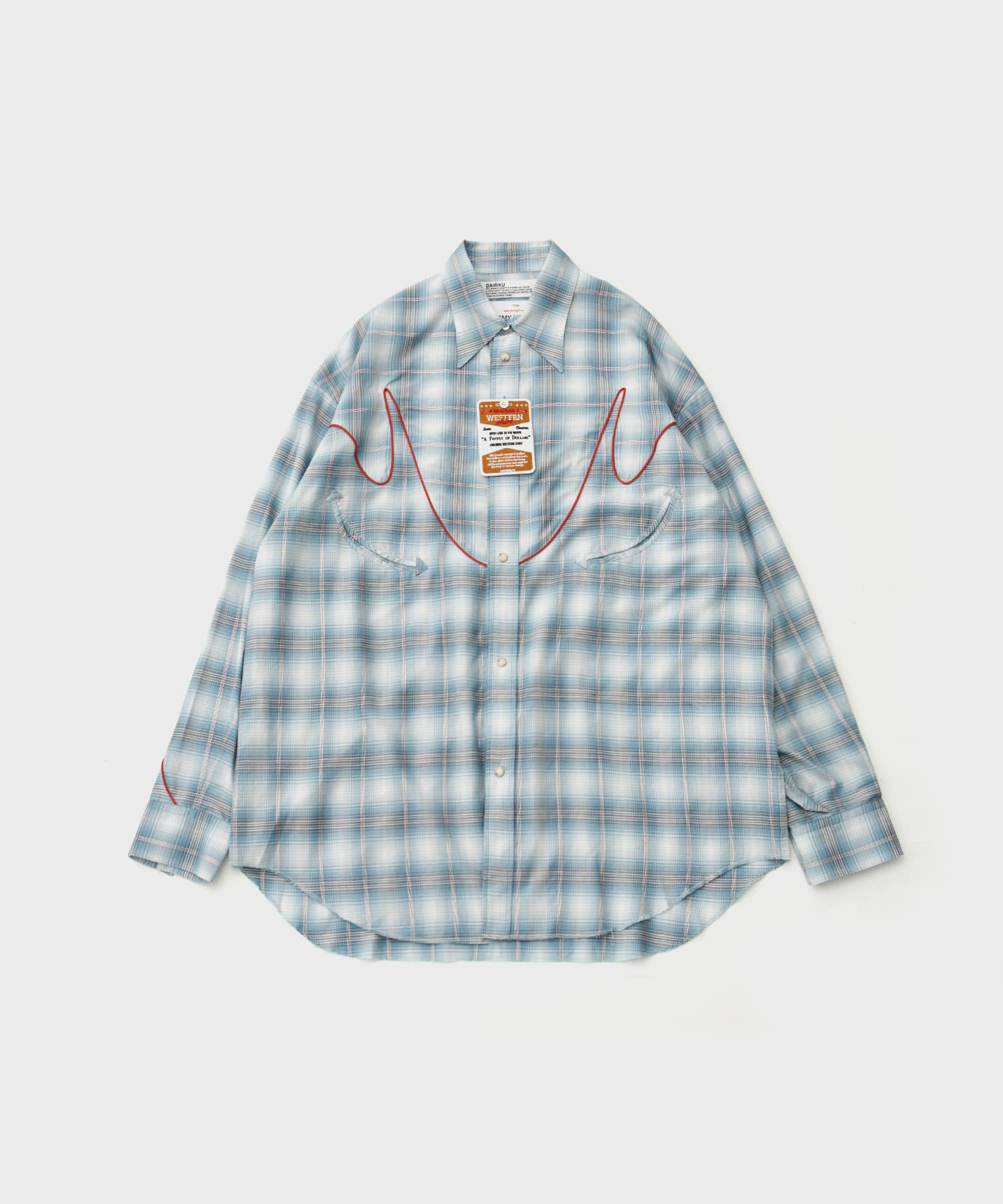 Check Western Over Shirt (Aqua)
