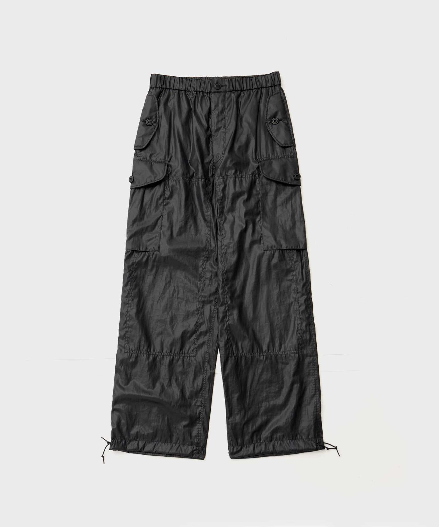 Leather Like Polyester Cargo Pants (Black)