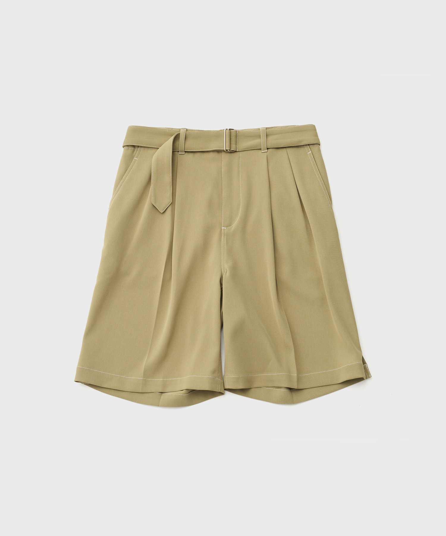 Belted Wide Leg Shorts (Sand Yellow)