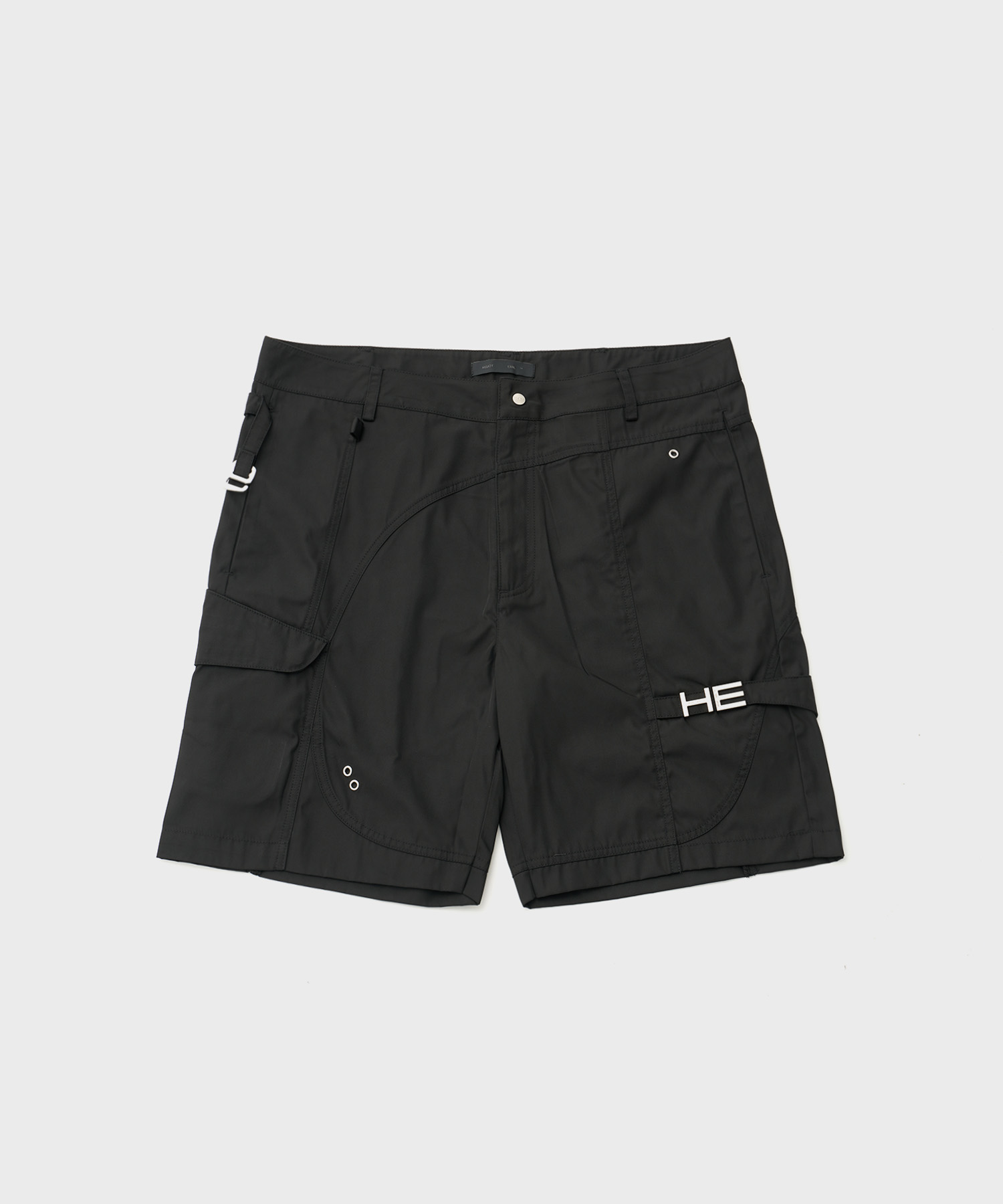 Minimal Twill Cargo Shorts (Black)
