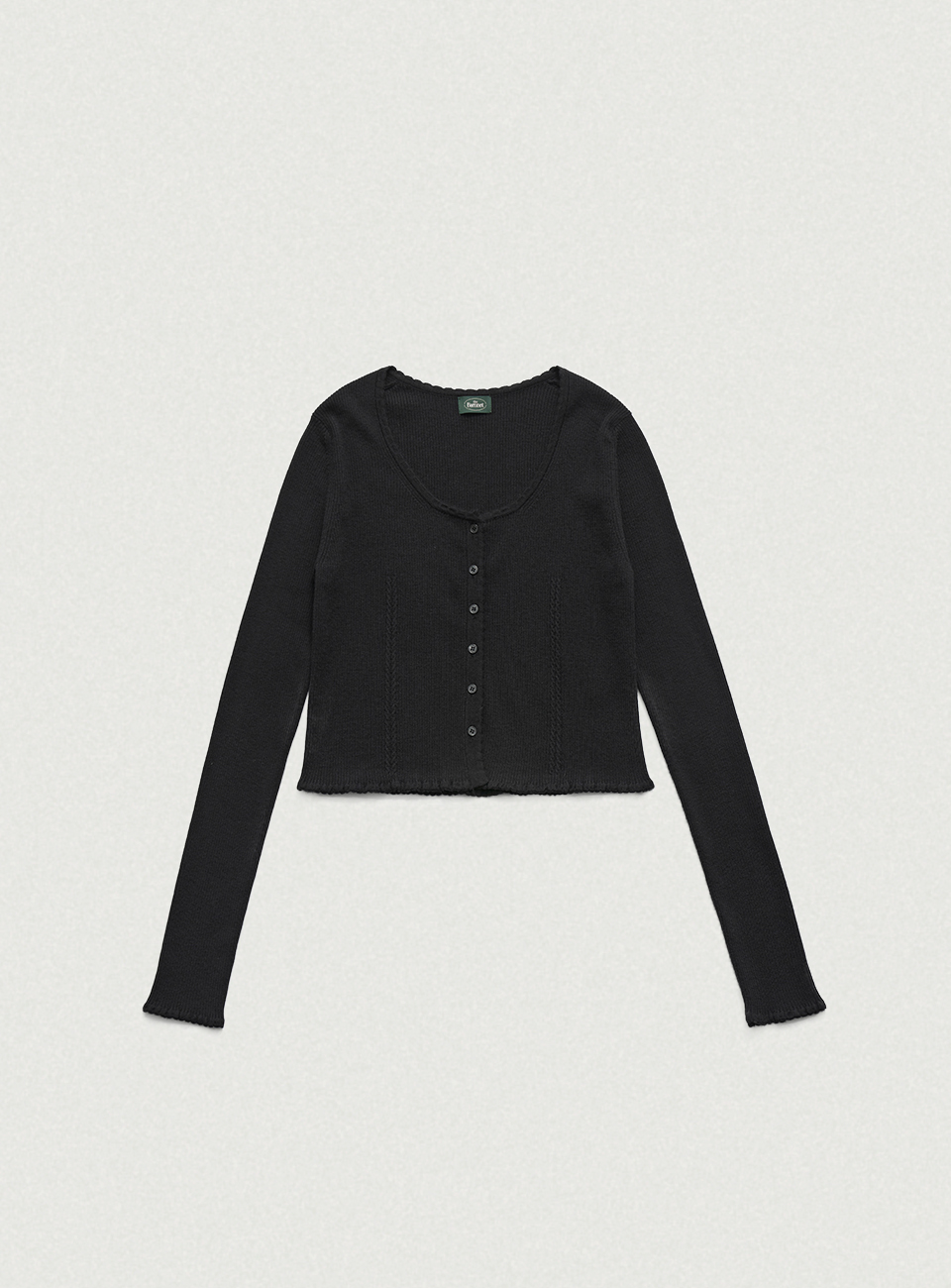 Black Scallop Cropped Knit Cardigan