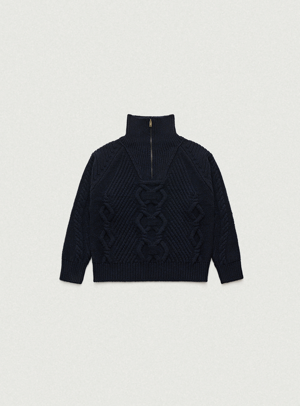 Navy Knots Half Zip-Up Knit Sweater