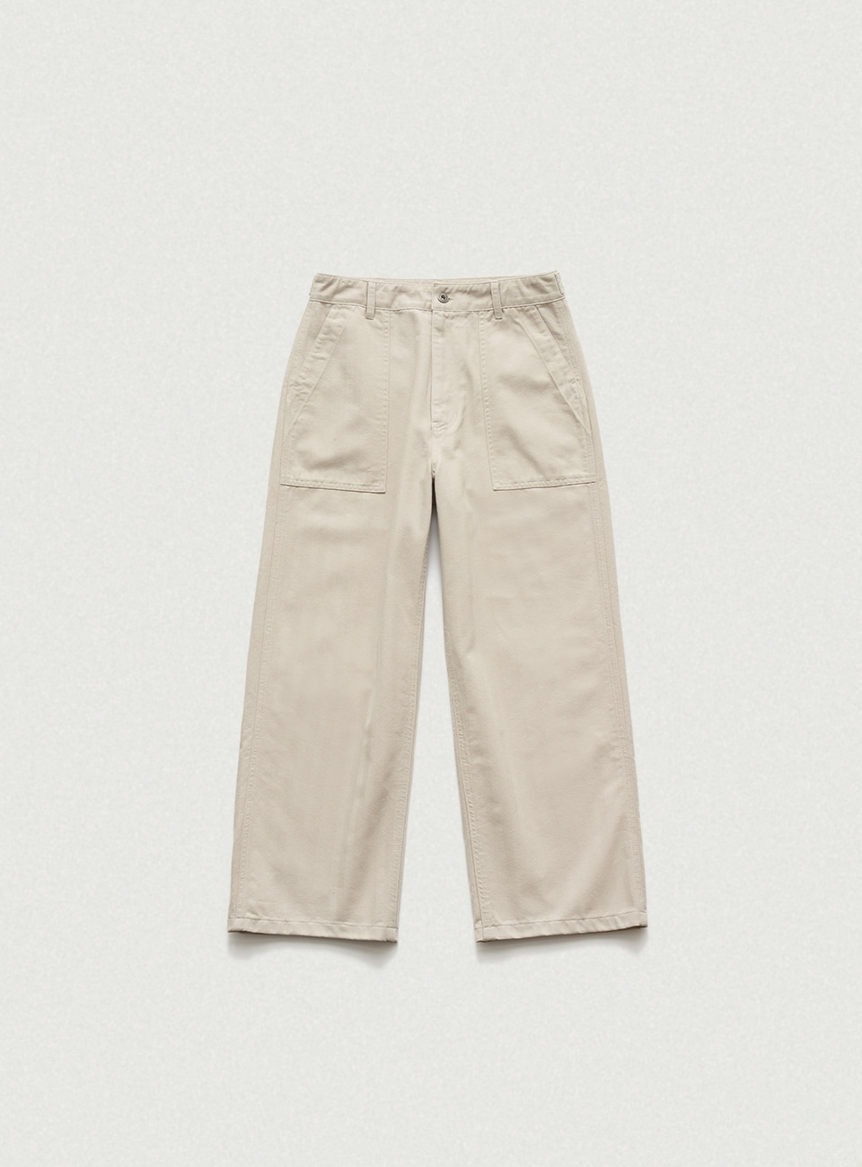 Beige Herringbone Fatigue Pants