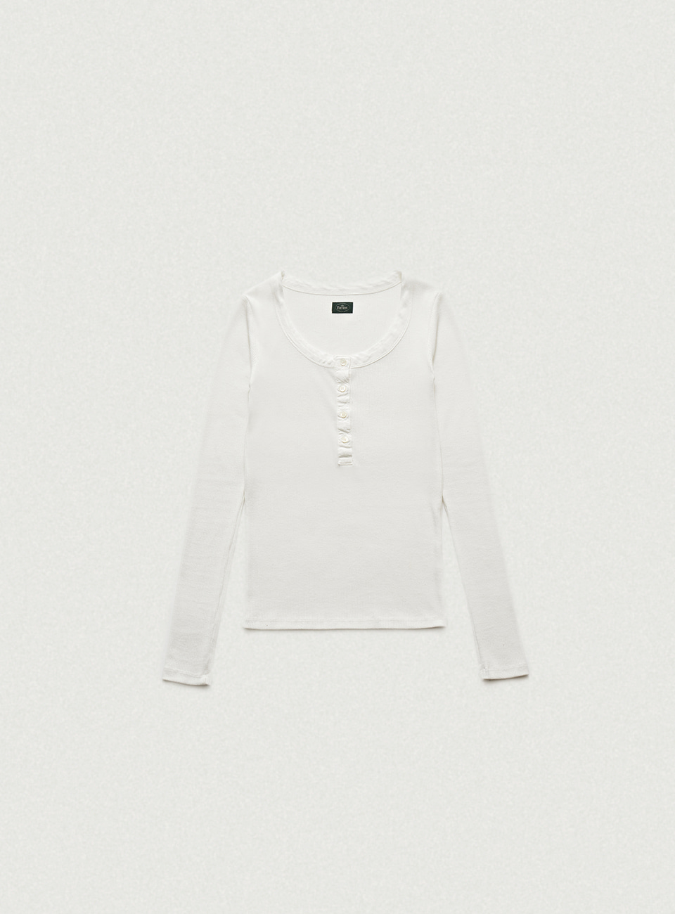 White Ribbed Henley T-Shirt