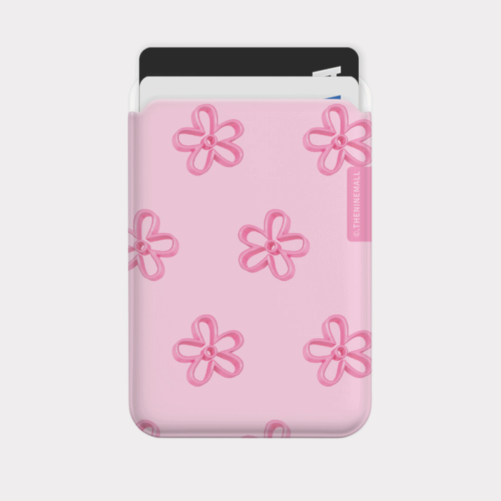 pink line flower pattern [맥세이프 카드슬롯]