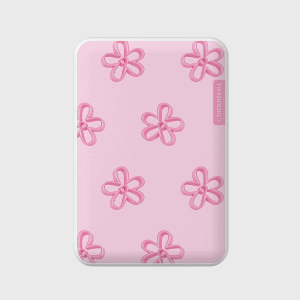 pink line flower pattern [맥세이프 보조배터리]