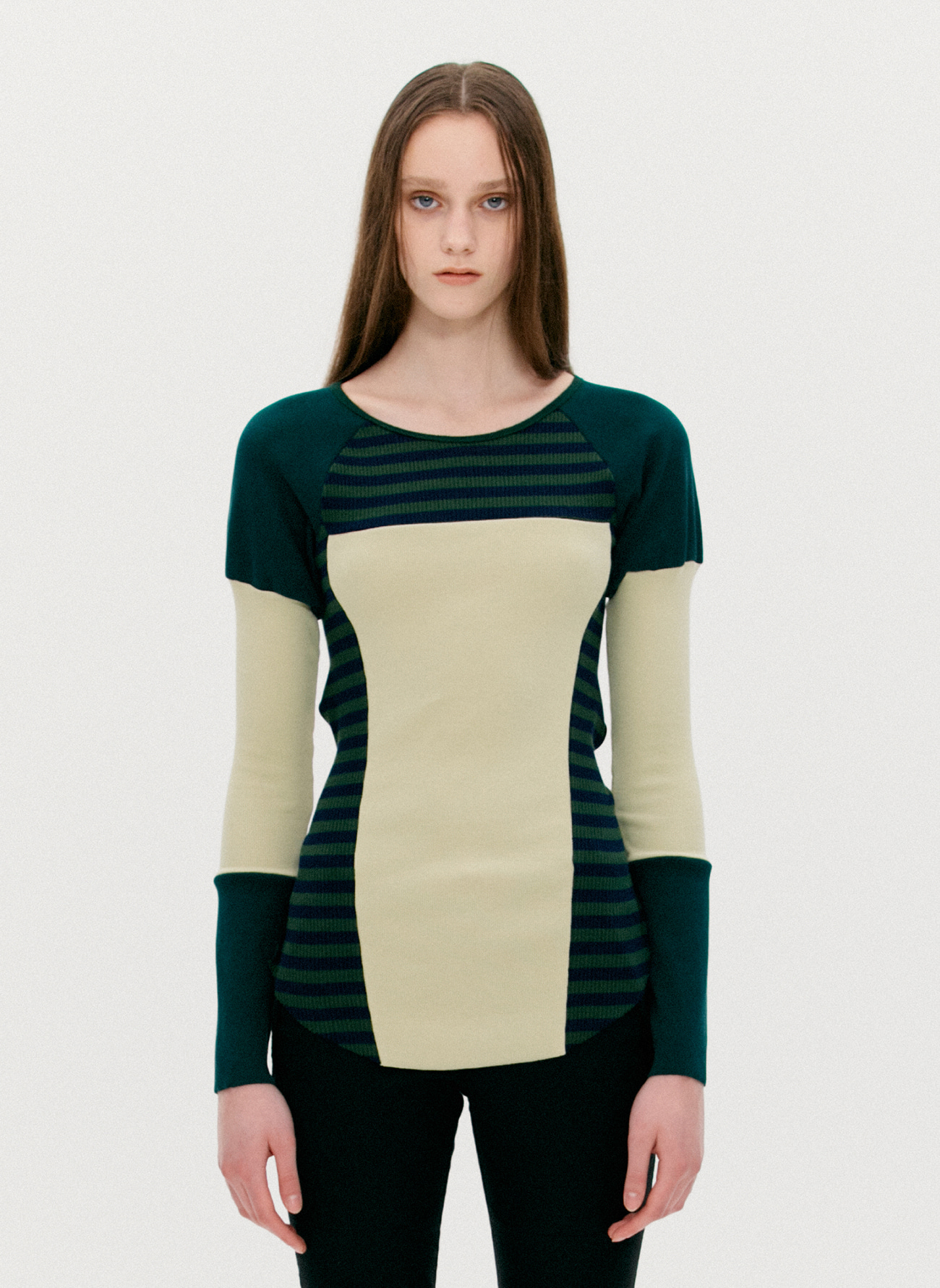 OPEN BACK PANELLED T-SHIRT, GREEN