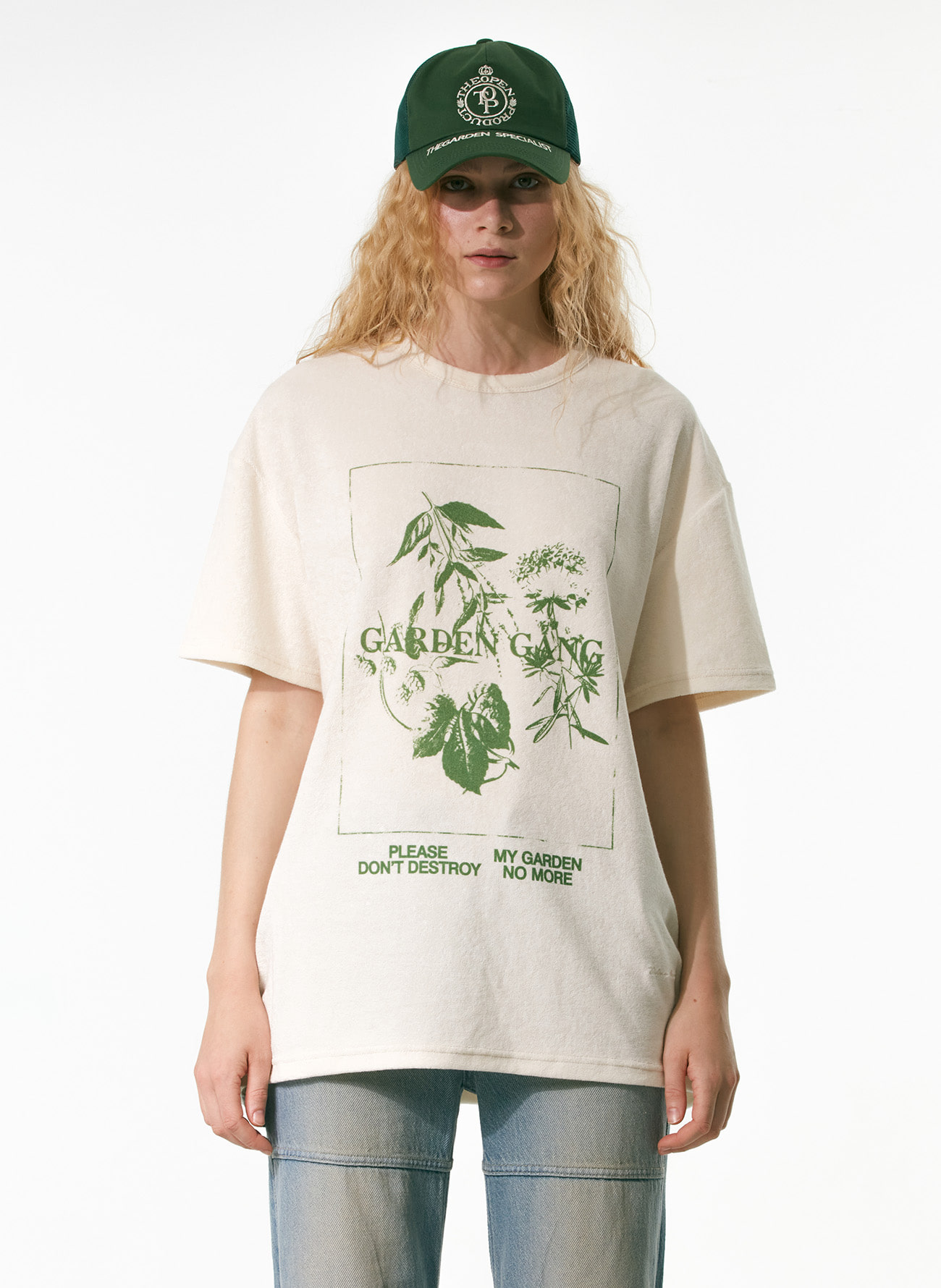 [Sustainable product] TERRY HALF SLEEVE T-SHIRT, CREAM