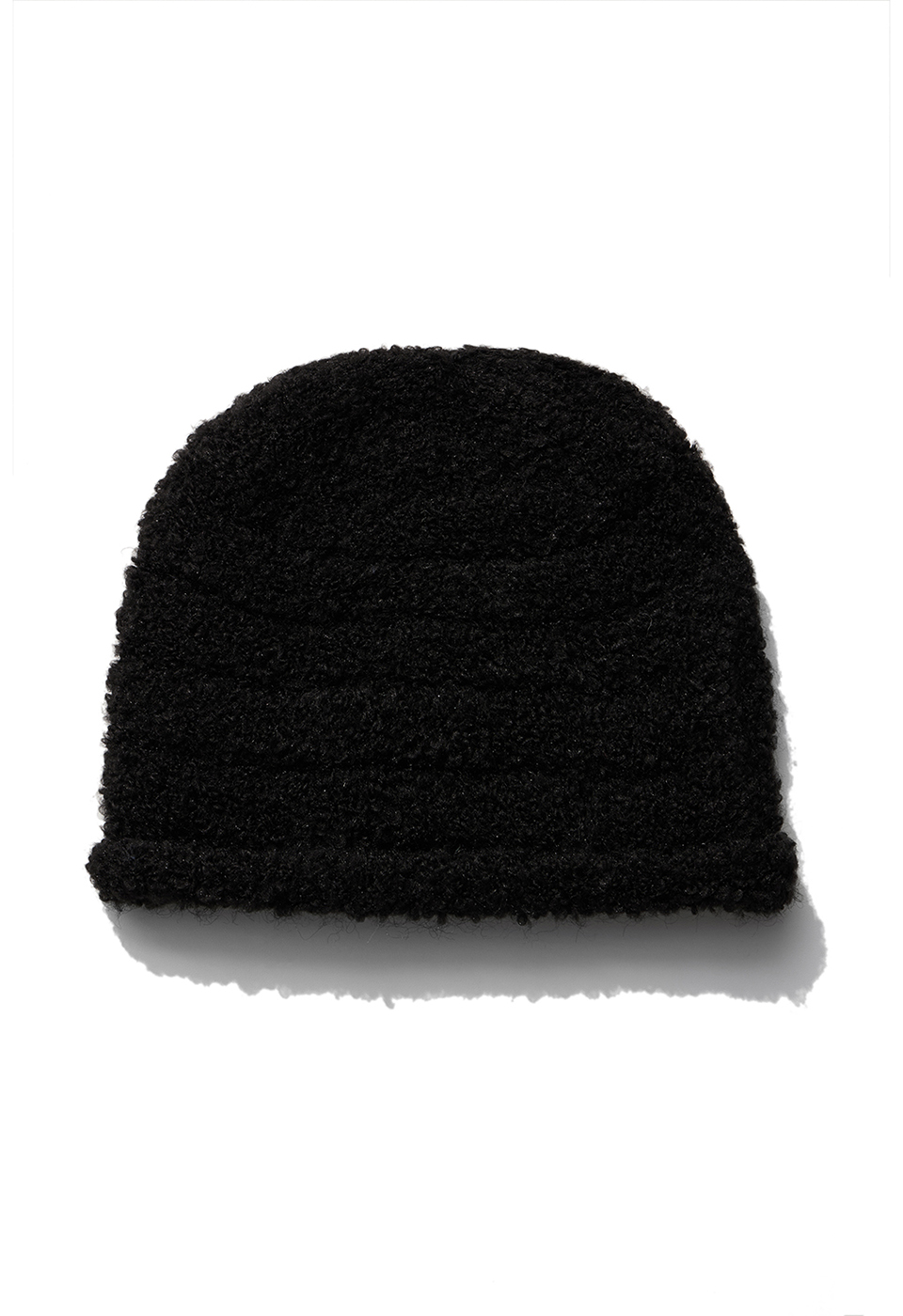 BOUCLE ROLLED BEANIE, BLACK