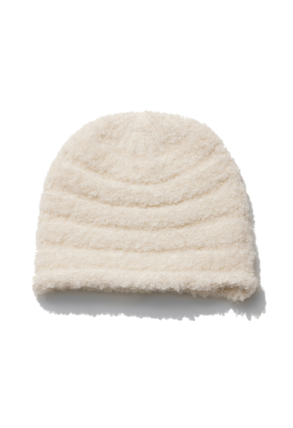 BOUCLE ROLLED BEANIE, IVORY