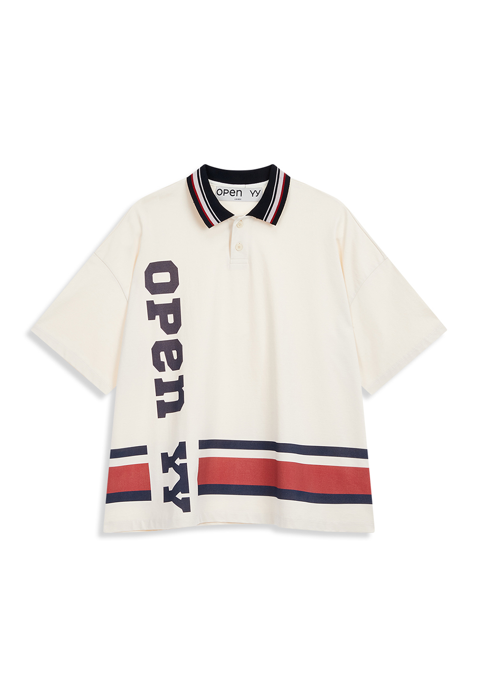 OPEN YY COLLARED T-SHIRT, IVORY