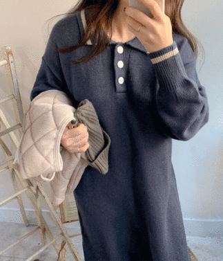 하울 세일러카라 스웨터 니트 원피스 (2color)