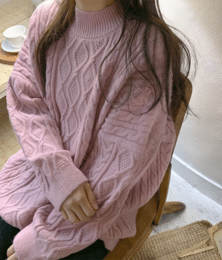 꽈배기 루즈핏 롱 스웨터 (2color)