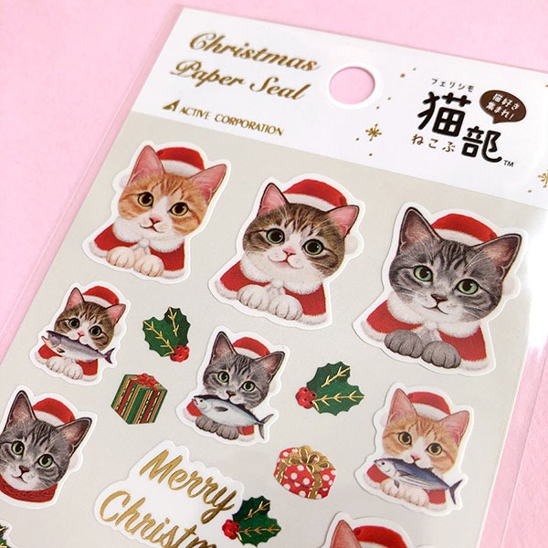액티브 크리스마스 페이퍼 스티커 : 펠리시모 네코부 고양이 582샐러드마켓