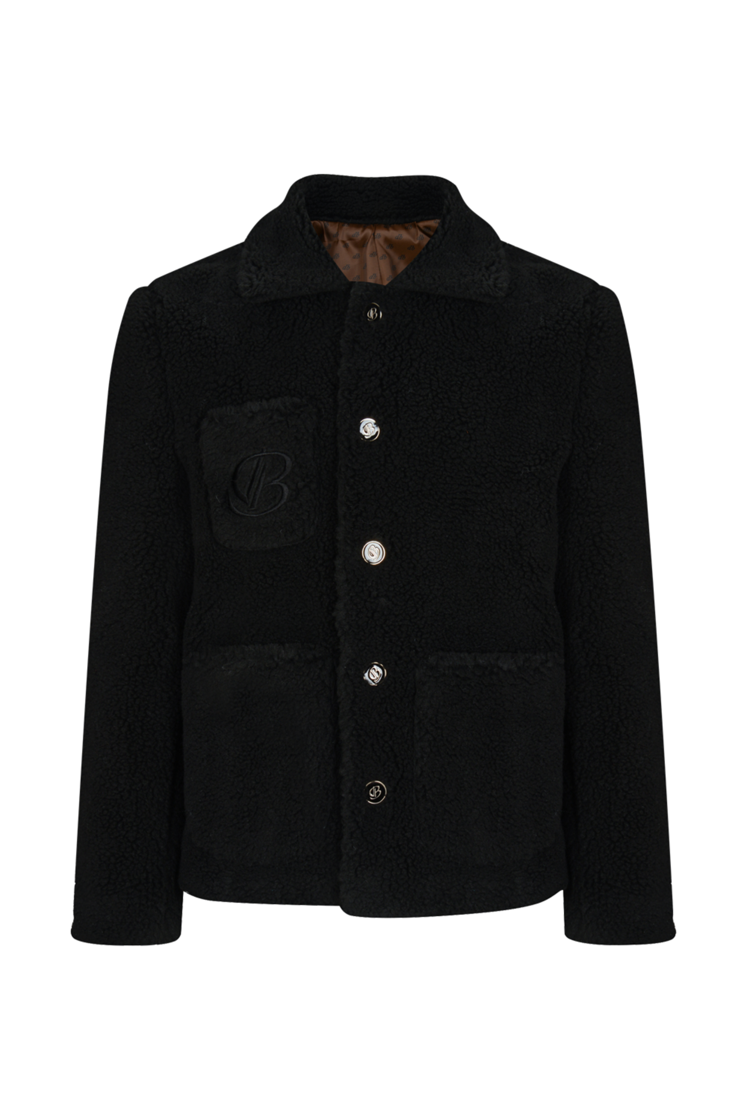 D:BEL블랙 Logo Wool Blend Fur Jacket