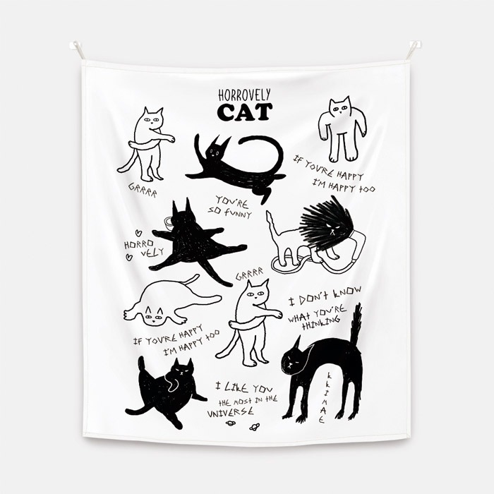 뚜누 키매 작가 고양이들 낙서 패브릭 포스터 대형
