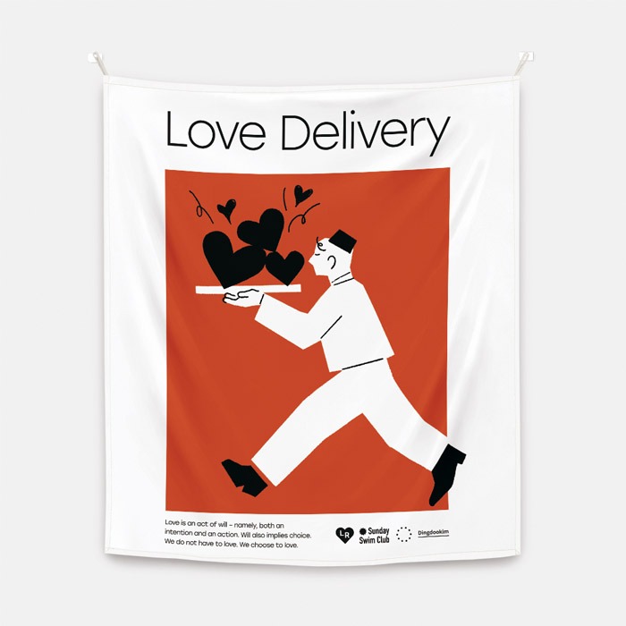 뚜누 김진주 작가 Love delivery 패브릭 포스터 대형
