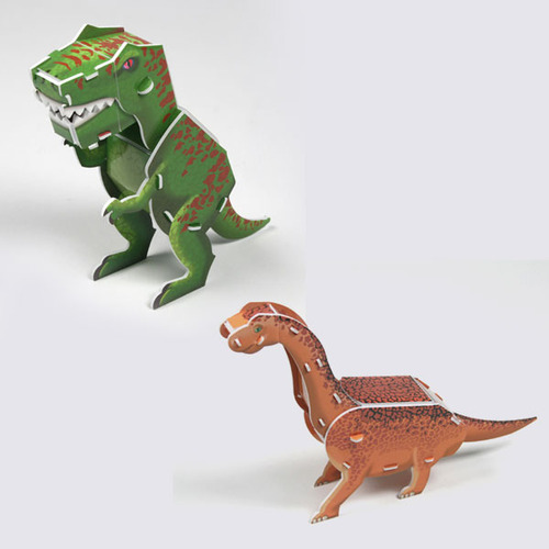 [BUNQ0019]공룡(티라노+브라키) 크랙커 종이모형