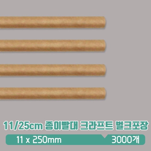 KR 11/25cm 종이빨대 크라프트 벌크포장 1box(3000)
