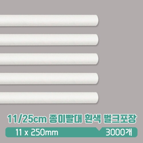KR 11/25cm 종이빨대 흰색 벌크포장 1box(3000)