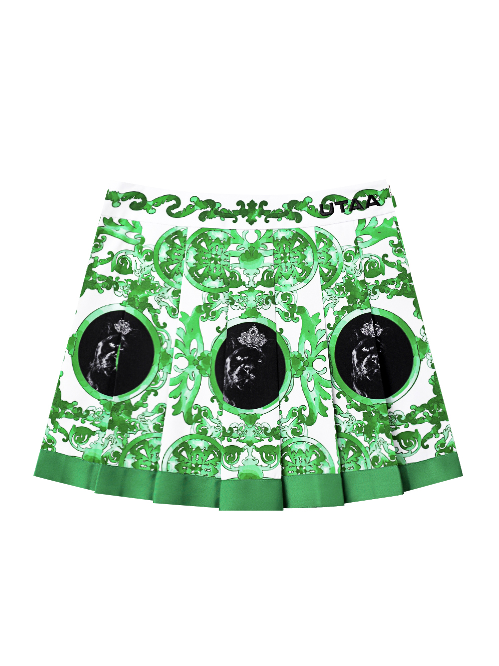 UTAA Sequence Baroque Graphic Pleats Skirt : Green (UD2SKF495GN)