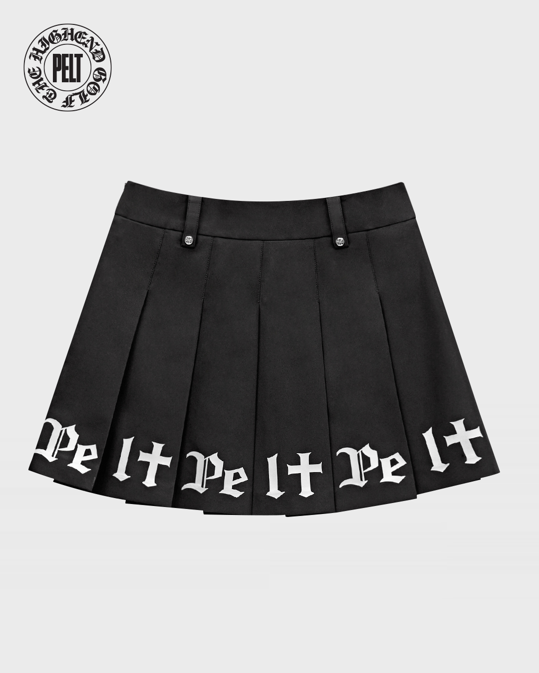 PELT Letter Line Logo Pleats Skirt : Black (PB2SKF062BK)