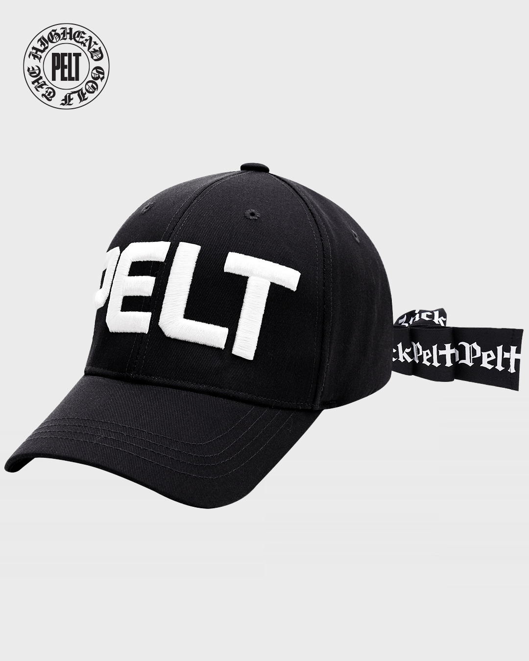PELT Bold Logo Ribbon Ball Cap : Black (PB0GCF553BK)