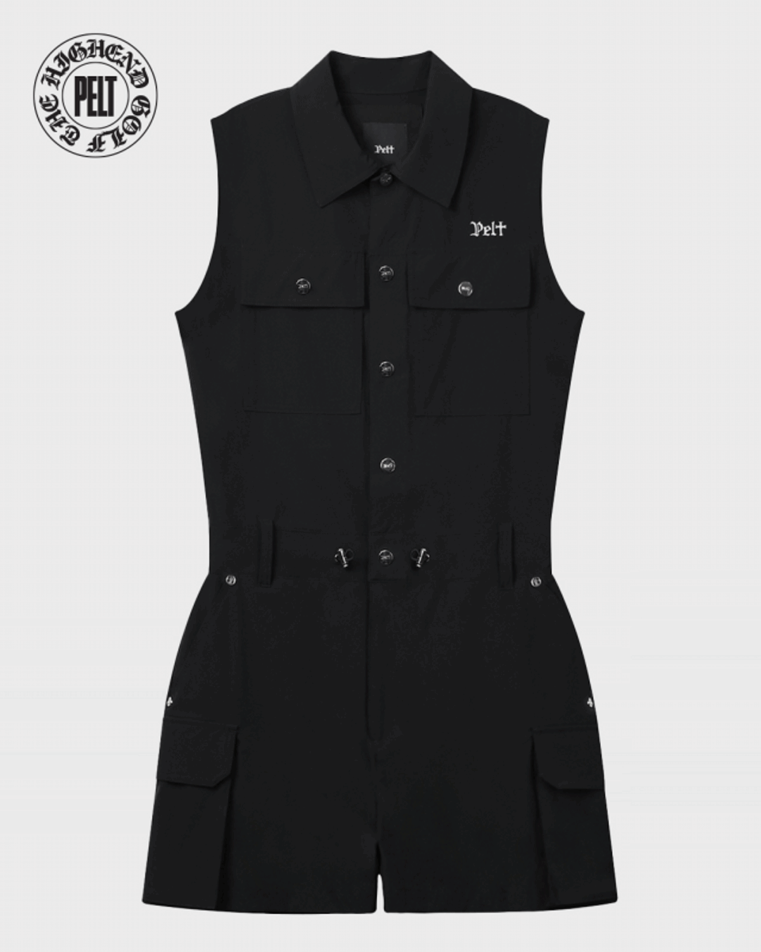 PELT Multi Pocket Sleeveless Shorts Jumpsuit : Women&#039;s Black (PB2OPF706BK)