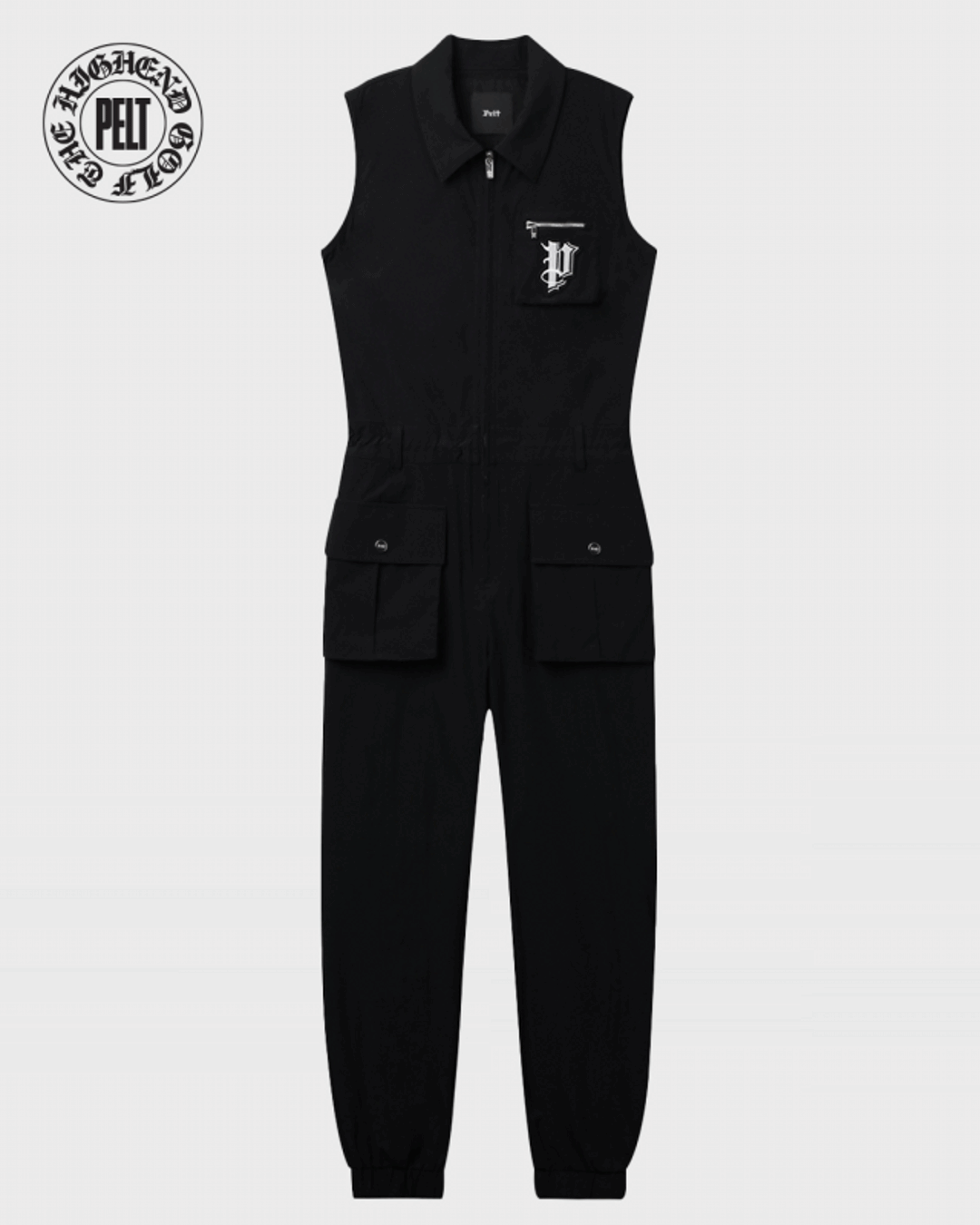 PELT Stick-P Pocket Sleeveless Zip Jumpsuit : Women&#039;s Black (PB2OPF705BK)