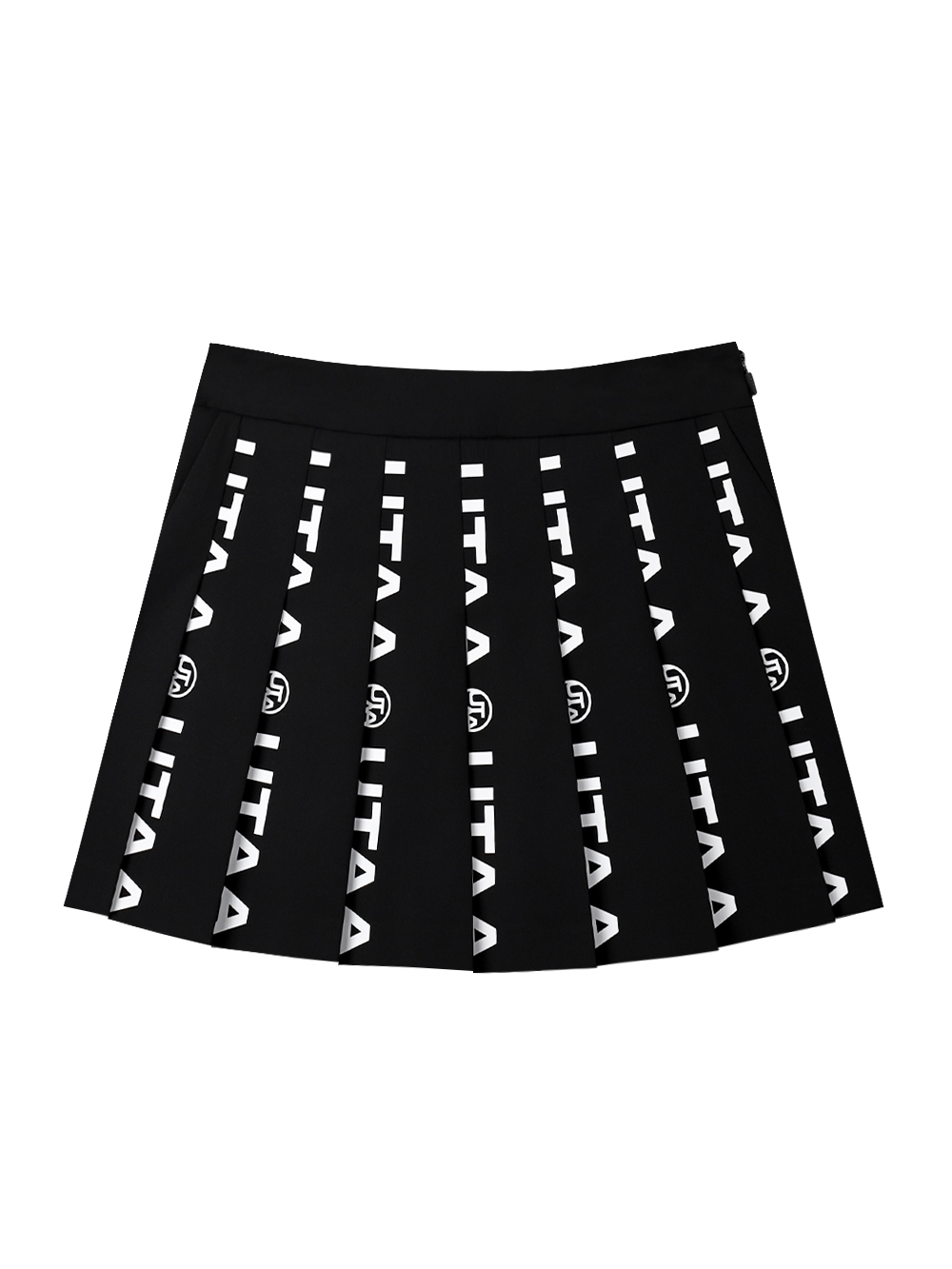 UTAA Diagonal Symbol Line Pleats Skirt : Black (UD2SKF768BK)
