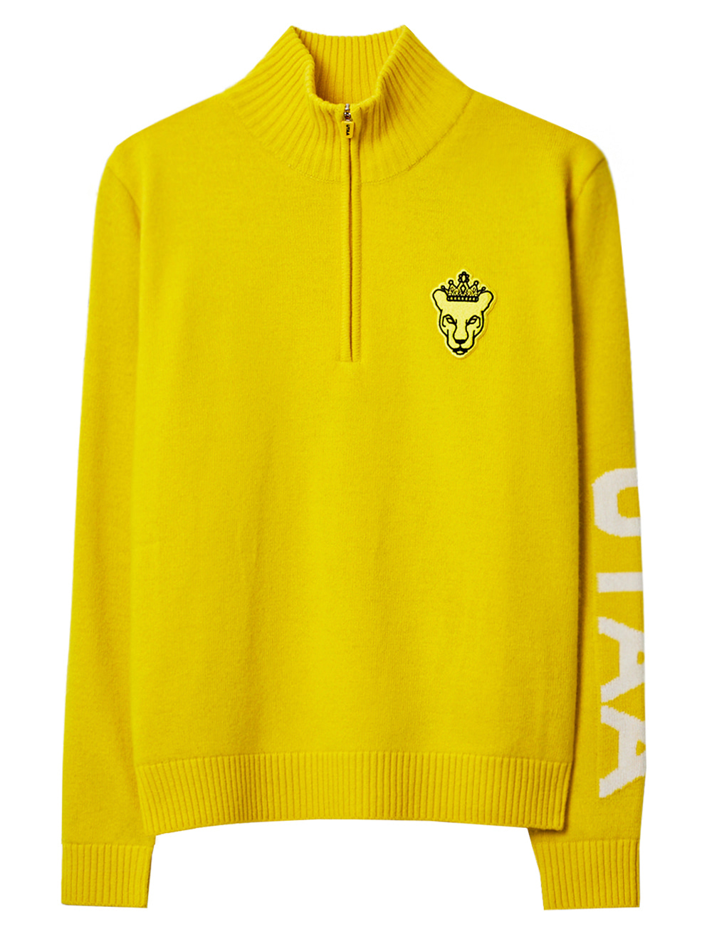UTAA Crown Panther Wappen Half-Zip Knit : Men&#039;s Yellow (UB4KTM583YE)
