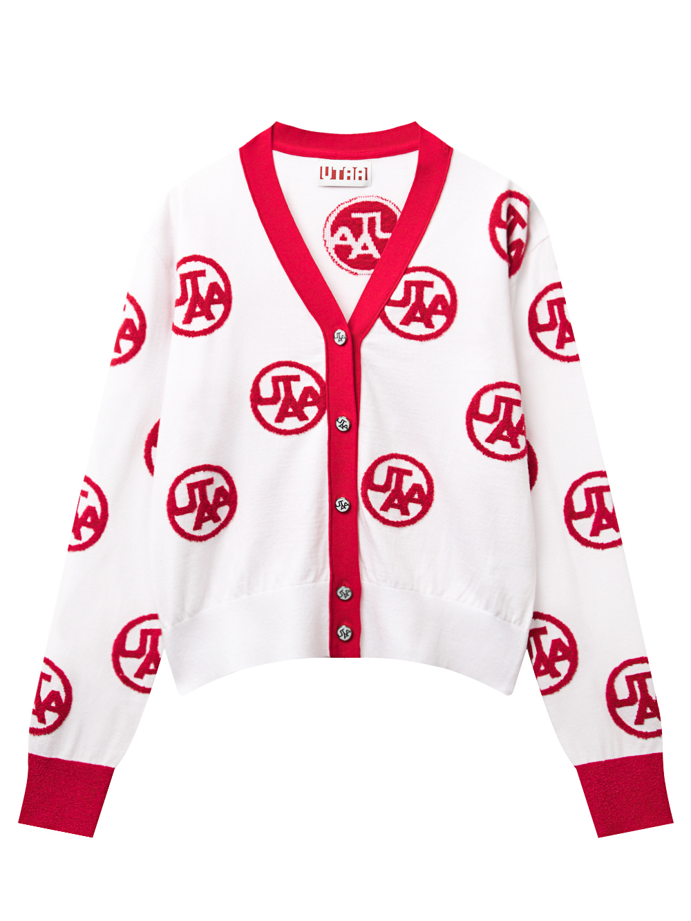 UTAA Chenille Color Symbol Cardigan : Women&#039;s White (UD1KCF557WH)