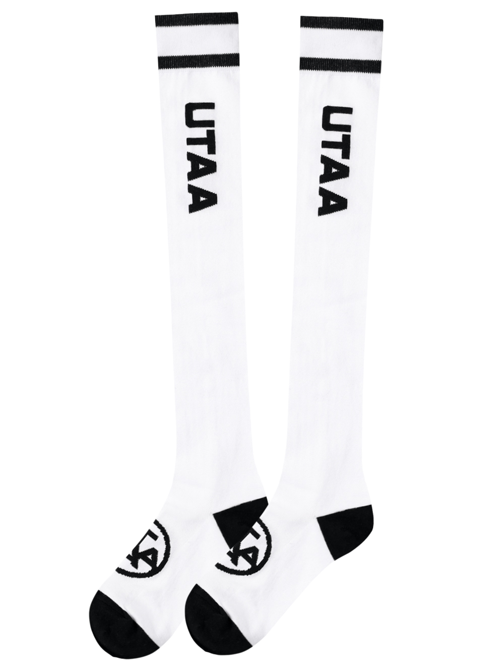 UTAA Head Logo Loop Stretch Knee Socks : Women&#039;s Black (UD0GSF171BK)